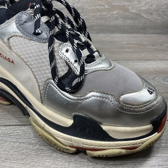 Balenciaga Triple S Silver Black Red Size 45 (US 12) - Picture 6 of 14
